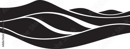Minimalist black and white abstract wave design illustration