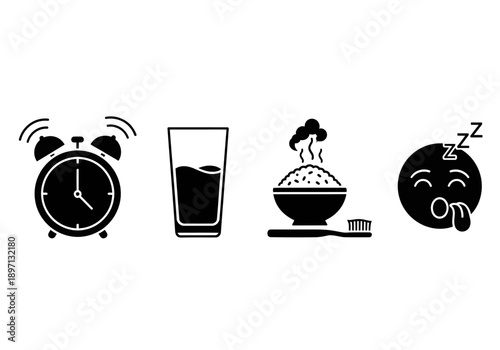 Minimalist Ramadan Fasting Routine Black Icons
