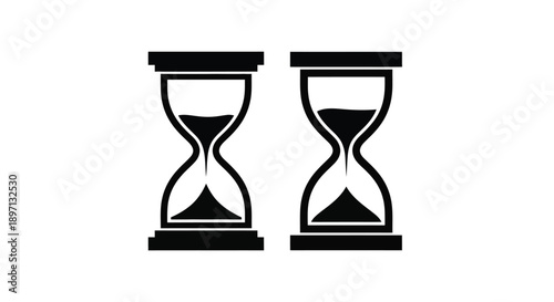 Two hourglasses displaying time passing a striking silhouette