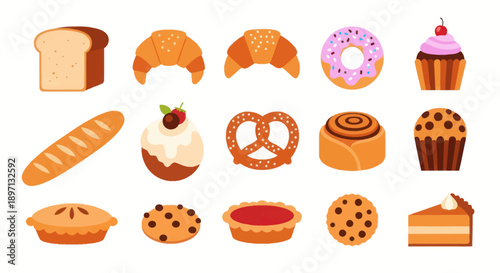 Bakery goods assortment vector illustration