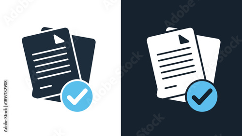 Document approval icons - Line and glyph solid icon and logo template - Vector icon symbol for website - Icon vector - Blue icon vector. Clipart. Icon