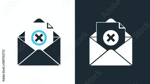 Email rejection icons - Line and glyph solid icon and logo template - Vector icon symbol for website - Icon vector - Blue icon vector. Clipart. Icon