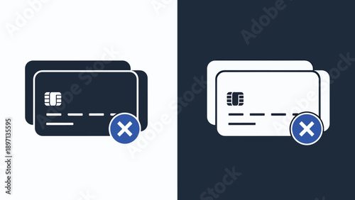 Credit card decline icons - Line and glyph solid icon and logo template - Vector icon symbol for website - Icon vector - Blue icon vector. Clipart. Icon