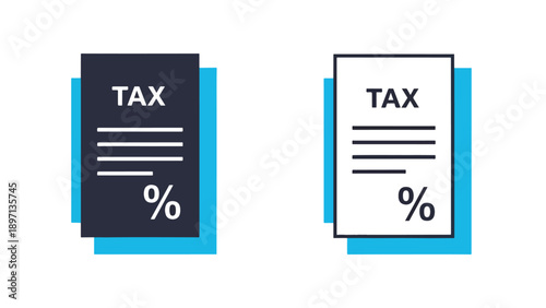 Tax document icons - Line and glyph solid icon and logo template - Vector icon symbol for website - Icon vector - Blue icon vector. Clipart. Icon