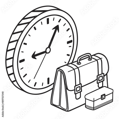 Time Management Business Line Art