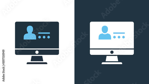 Computer login icons - Line and glyph solid icon and logo template - Vector icon symbol for website - Icon vector - Blue icon vector. Clipart. Icon
