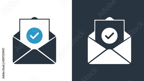 Email confirmation icons - Line and glyph solid icon and logo template - Vector icon symbol for website - Icon vector - Blue icon vector. Clipart. Icon