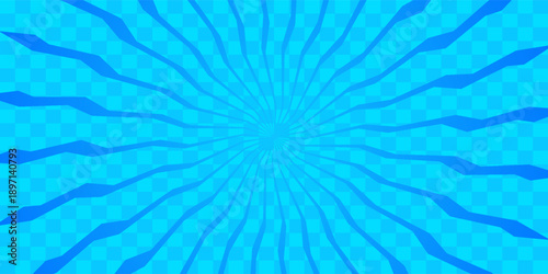 Blue zigzag spiral background with dynamic radial twist. Abstract comic-style vortex ideal for pop art, cartoon, and energetic visual designs.