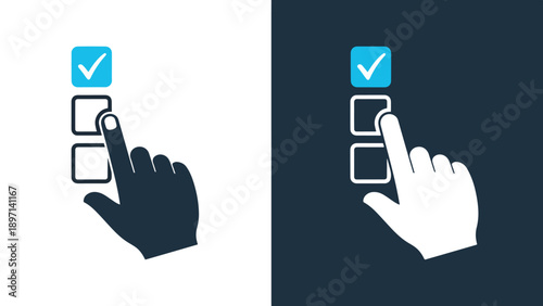 Checkmark selection - Line and glyph solid icon and logo template - Vector icon symbol for website - Icon vector - Blue icon vector. Clipart. Icon