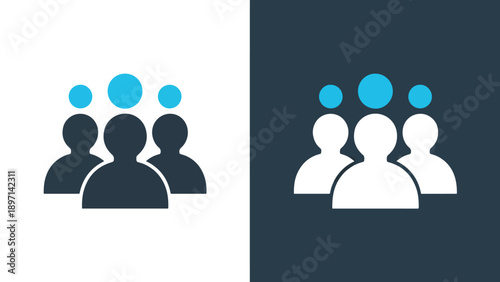 Team collaboration icon set - Line and glyph solid icon and logo template - Vector icon symbol for website - Icon vector - Blue icon vector. Clipart. Icon