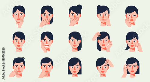 Woman Facial Expressions and Hand Gestures.