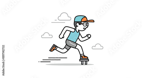 Energetic young skateboarder with cool accessories enjoying outdoor activity