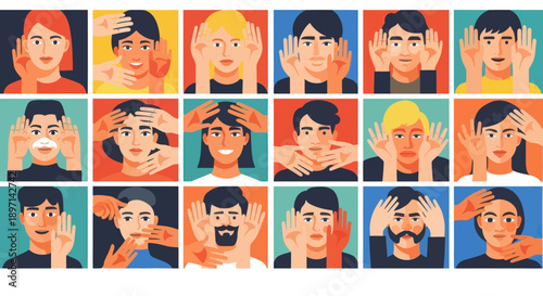Diverse People with Various Facial Expressions.