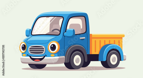 Wallpaper Mural Blue cartoon truck with yellow cargo bed on white background. Torontodigital.ca
