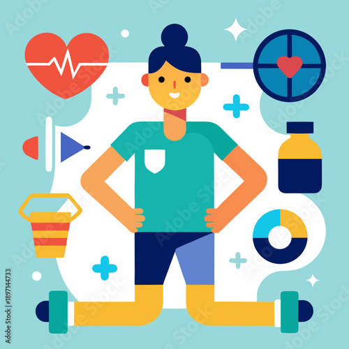 vector illustration of a man lifting weights