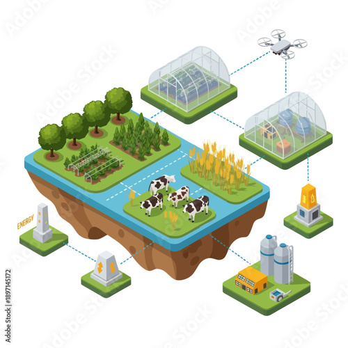 3D Model of Farm with Drone Technology.