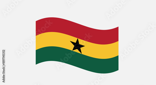 Ghanaian flag waving in the wind, symbolizing national pride and independence, viewed from a straight-on perspective