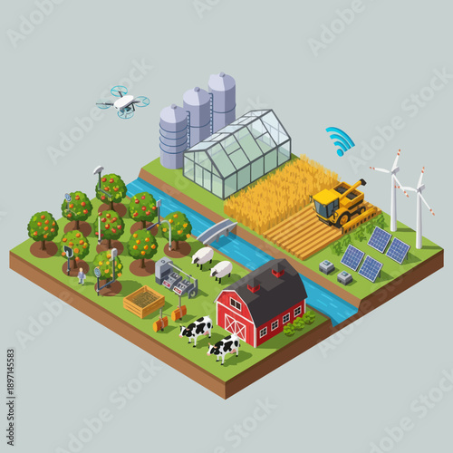 Sustainable Farm with Renewable Energy Sources.