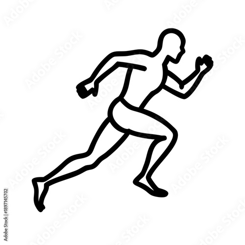 Hand-drawn silhouette of a sprinter running fast, conveying speed and power