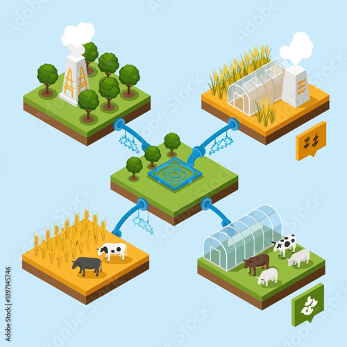 Sustainable Farming Process Infographic Illustration.