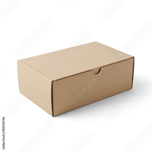 A plain brown cardboard box viewed from above on a clean white surface