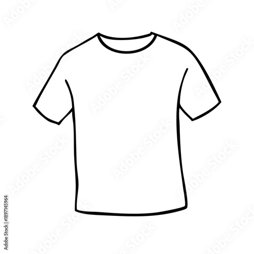 Hand-drawn blank short sleeve crew neck t-shirt illustration