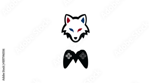 Stylized fox head and video game controller icon, symbol for gaming, esports, or online entertainment.