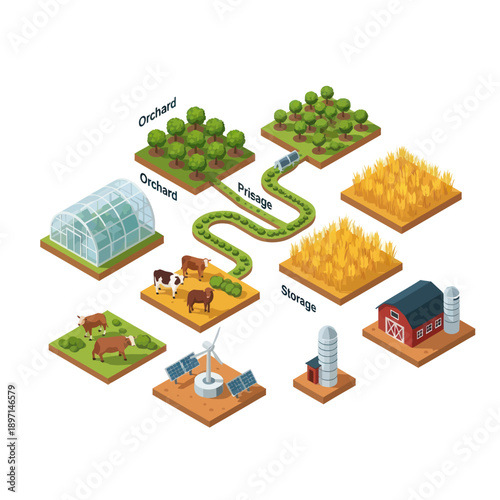 Agricultural Farm Process Stages Infographic Elements.