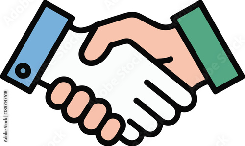 Handshake between two people in business agreement with documents  partnership and collaboration
