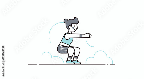 Minimalist Digital Illustration of a Person Sitting on a Cloud Practicing Yoga in a Calm and Serene Environment for Relaxation