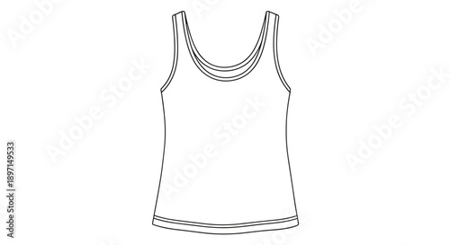 Minimalist illustration of a sleeveless tank top with layering details, isolated on a clean white background