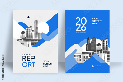 Business Report Cover Template – Blue Geometric Layout (A4)