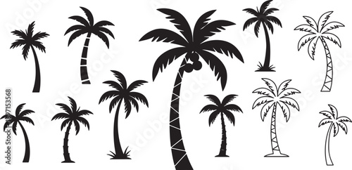 collection of palm trees in various styles