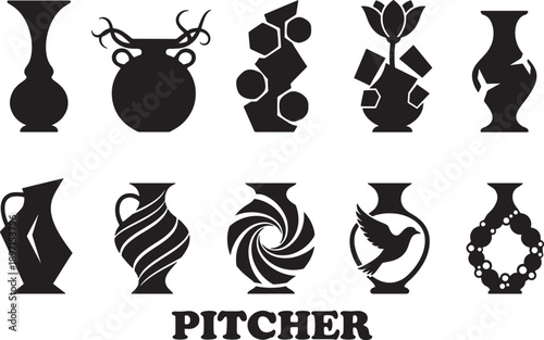 Collection of various pitcher silhouettes