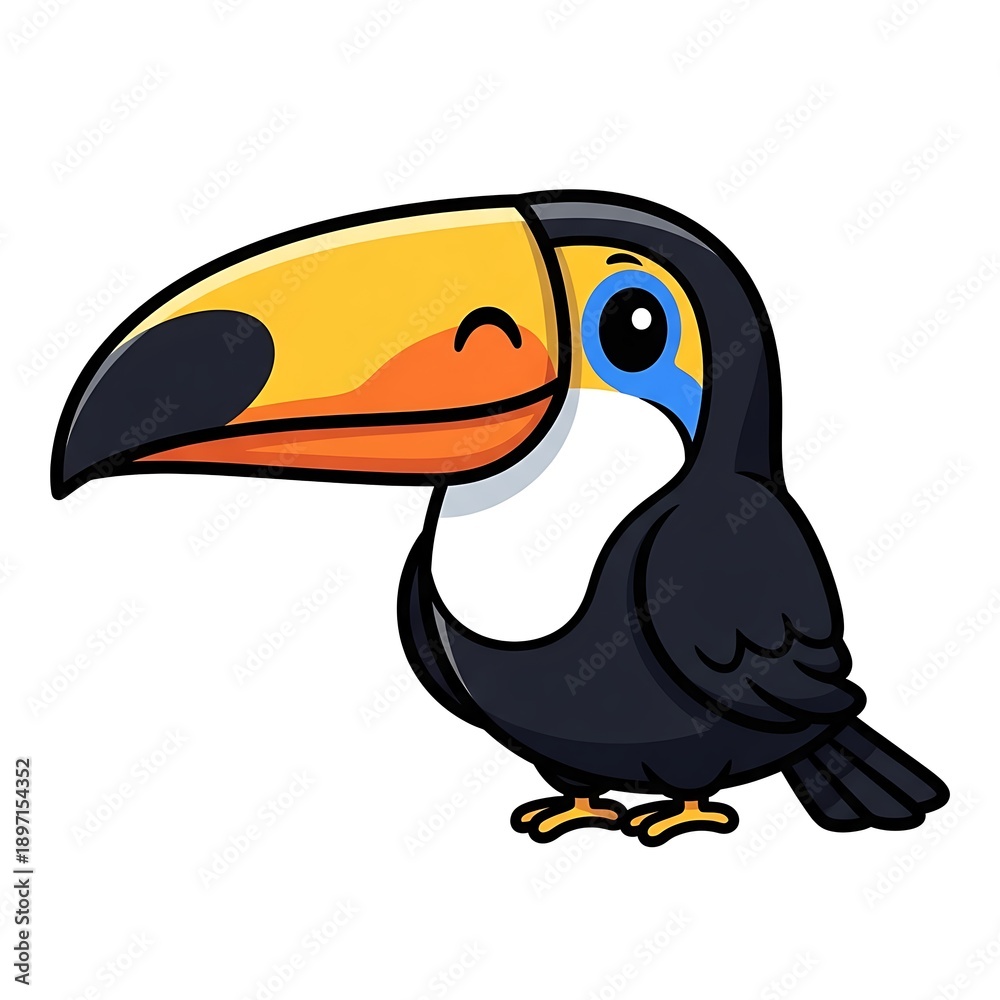 Obraz premium Colorful Cartoon Toucan Bird Illustration.
