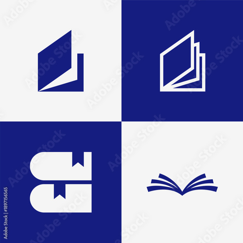 Modern Simple Book Logo Bundle with Creative Colorful Style for Education, Library, and Publishing Branding