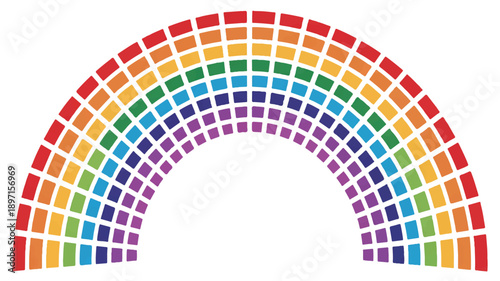 A digital illustration of a perfect rainbow arch composed of rectangular bars arranged in a spiral pattern (2)_traced