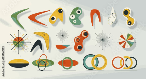 Mid Century Modern Graphic Elements Collection