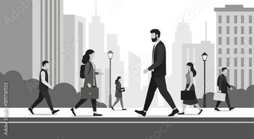 People Walking in City Business Professionals on the Go.