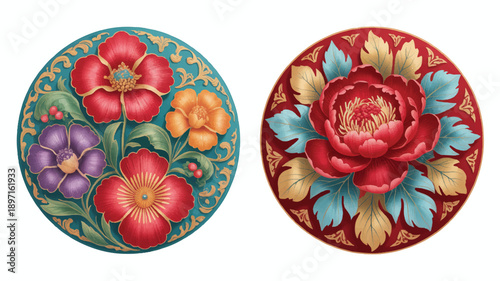 A digital illustration of two decorative circular medallions side by side (1)_traced