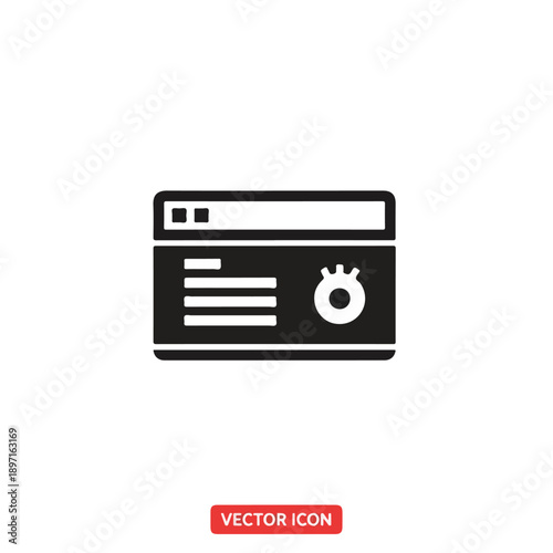 Website browser window icon with a Bitcoin cryptocurrency logo on a dark screen