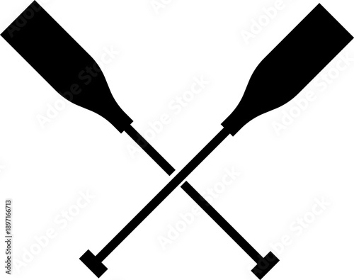Crossed oars silhouette vector, crossed canoe paddles vector icon, water oars icon