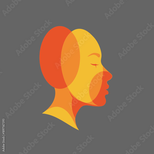 Abstract profile of a human head in warm colors.