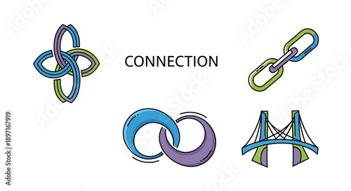 Abstract Symbols Representing Connection and Linkage.