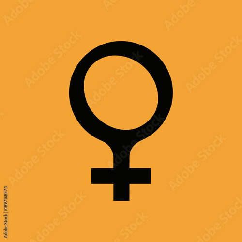 Female gender symbol on orange background.