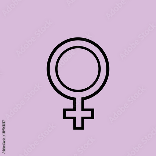 Female Gender Symbol on Purple Background.