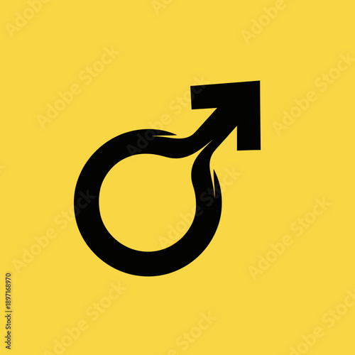 Male gender symbol on a vibrant yellow background 1.