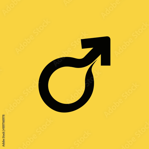 Male gender symbol on a vibrant yellow background.