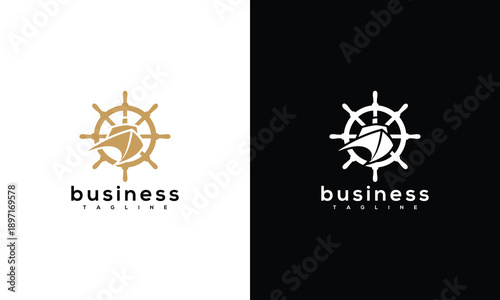 Nautical Ship Steering Wheel Logo Design - Modern Maritime Business Brand Icon.