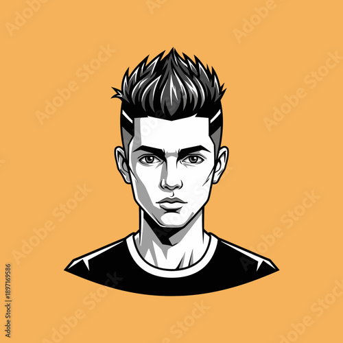 Stylish Young Man with Spiky Hair and Undercut Hairstyle.